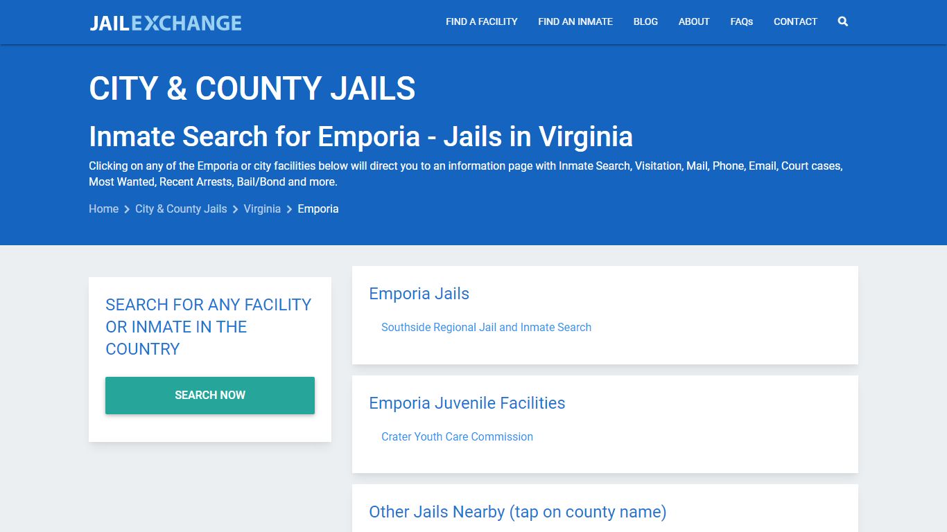 Inmate Search for Emporia | Jails in Virginia - Jail Exchange