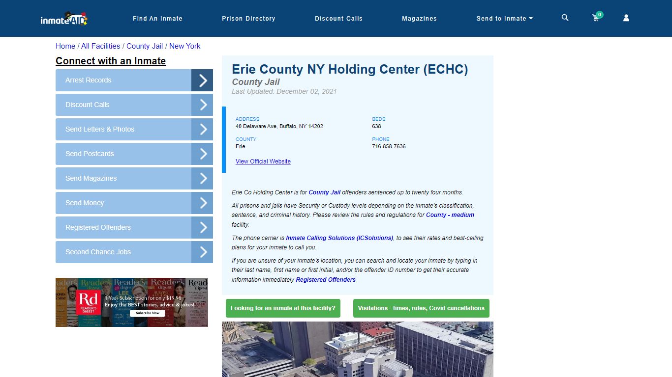 Erie County NY Holding Center (ECHC) - Inmate Locator - Buffalo, NY