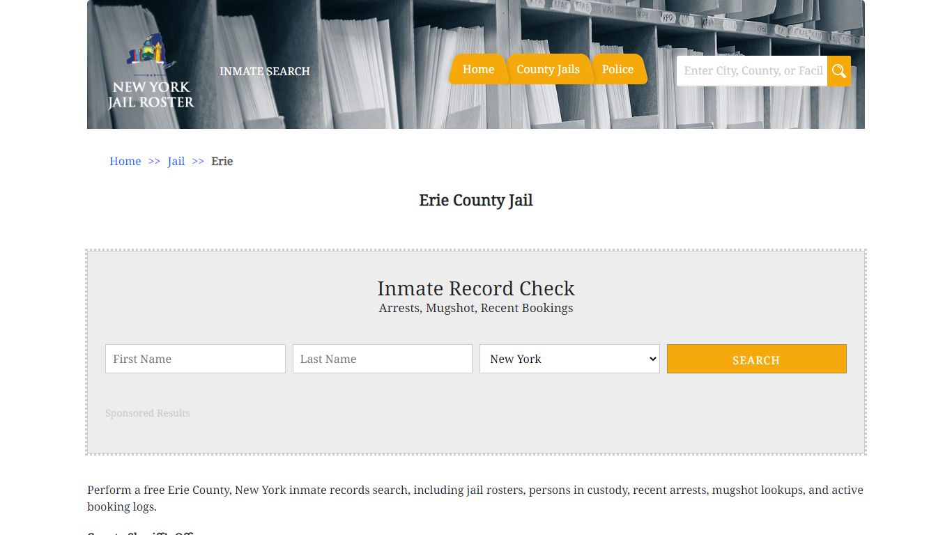 Erie County Jail | Jail Roster Search