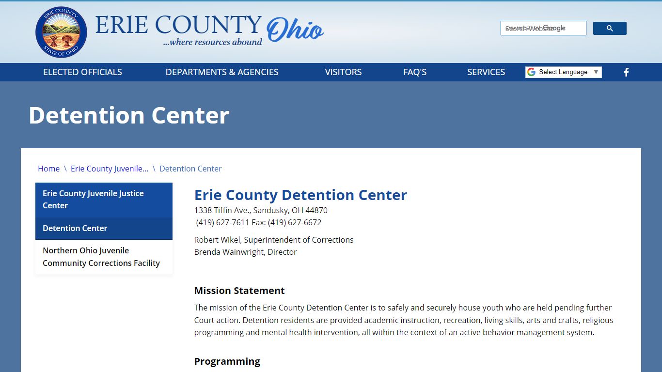 Detention Center - Erie County, Ohio