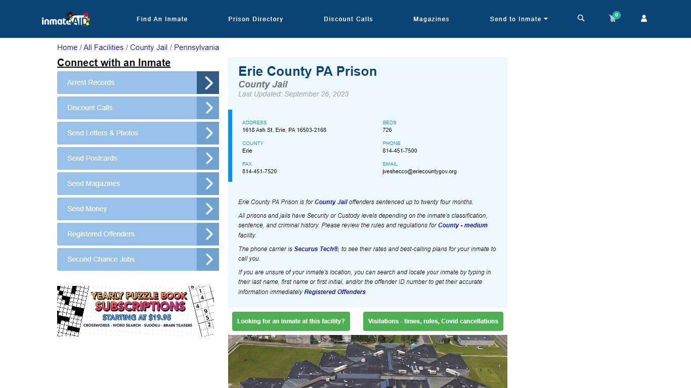 Erie County PA Prison - Inmate Locator - Erie, PA