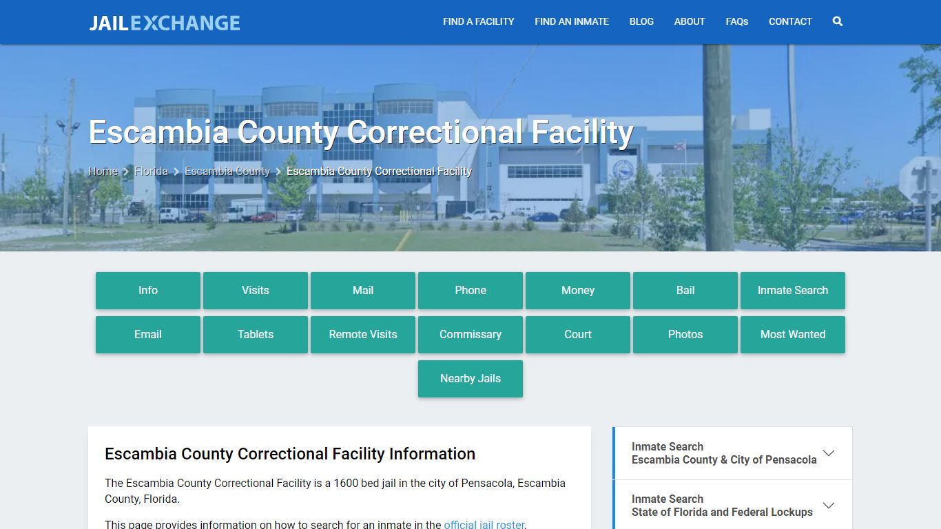 Escambia County Correctional Facility, FL Inmate Search, Information