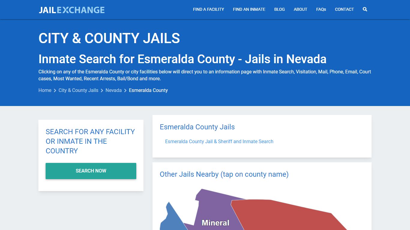 Inmate Search for Esmeralda County | Jails in Nevada - Jail Exchange