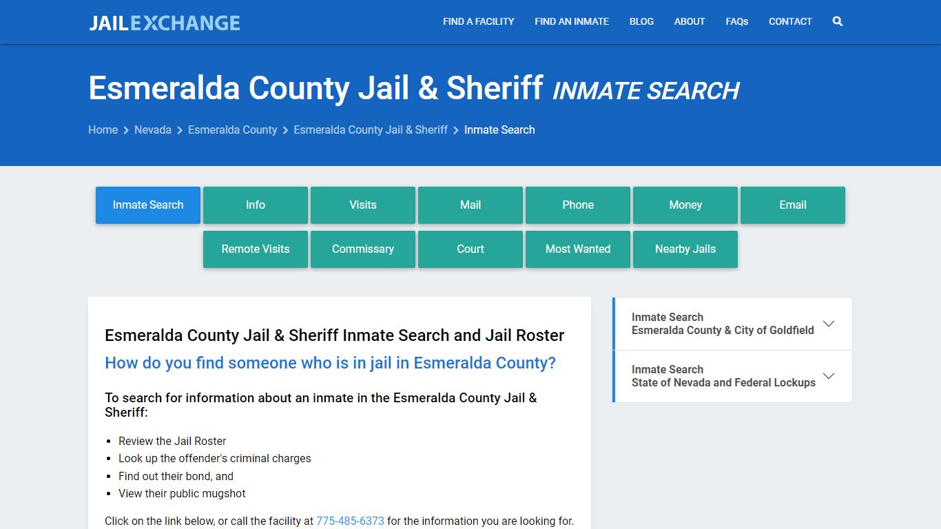 Esmeralda County Jail & Sheriff Inmate Search - Jail Exchange