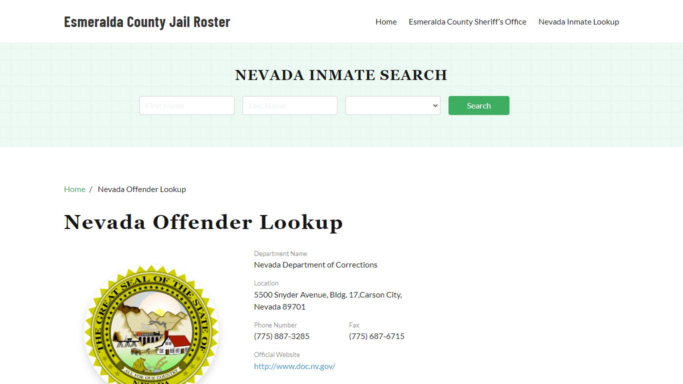 Nevada Inmate Search, Jail Rosters