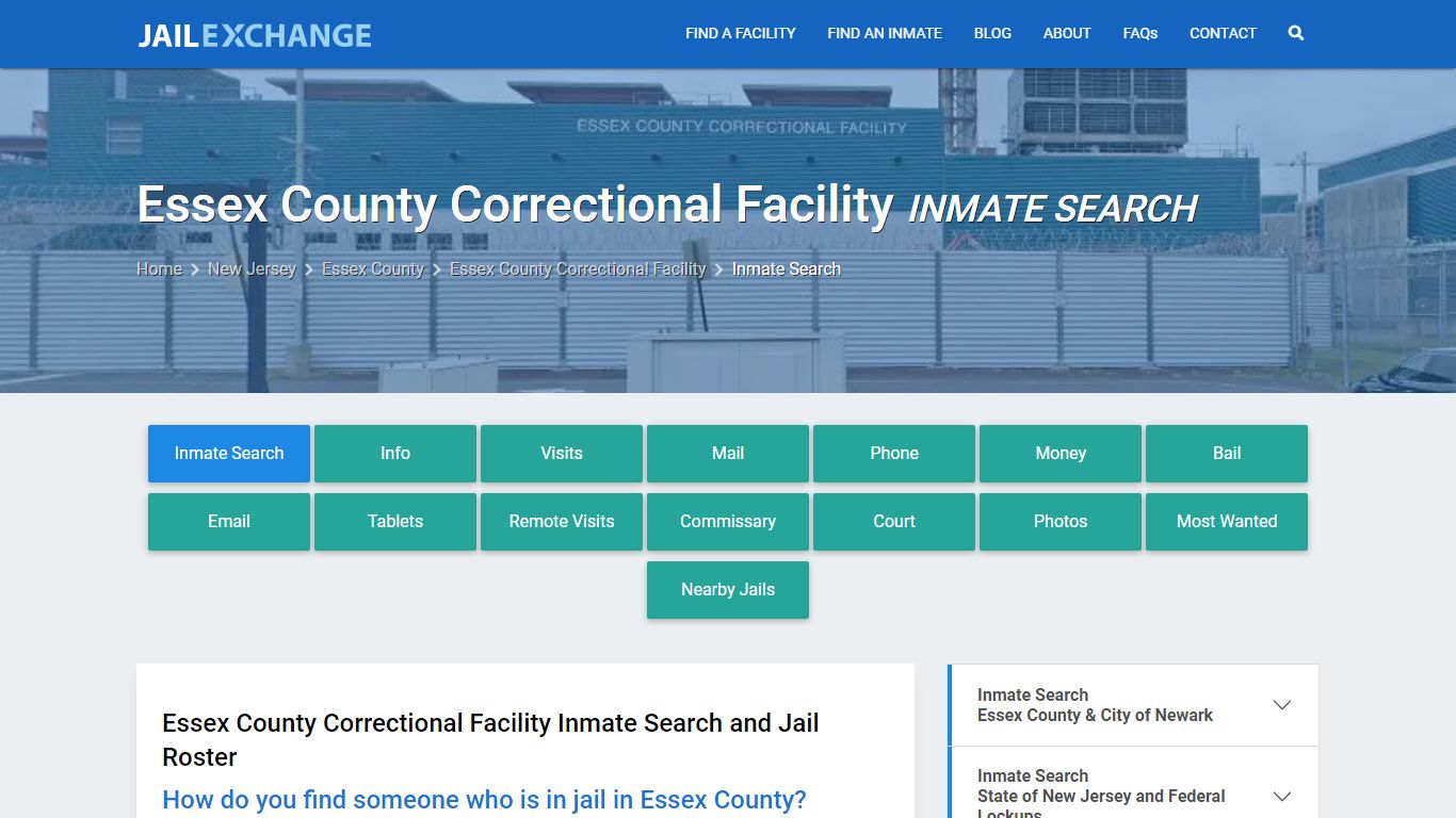 Essex County Correctional Facility Inmate Search - Jail Exchange