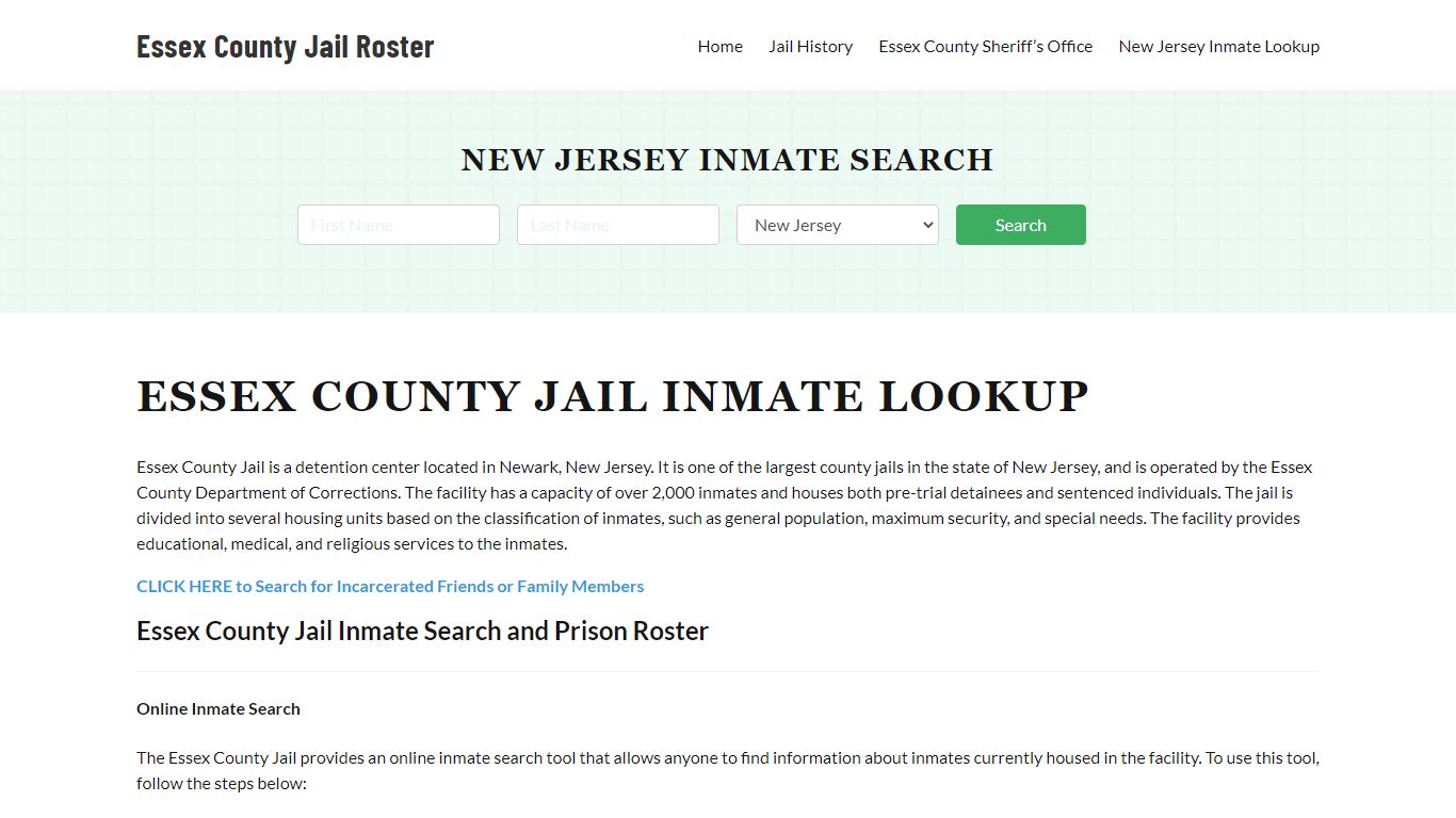 Essex County Jail Roster Lookup, NJ, Inmate Search