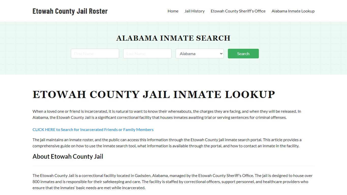 Etowah County Jail Roster Lookup, AL, Inmate Search