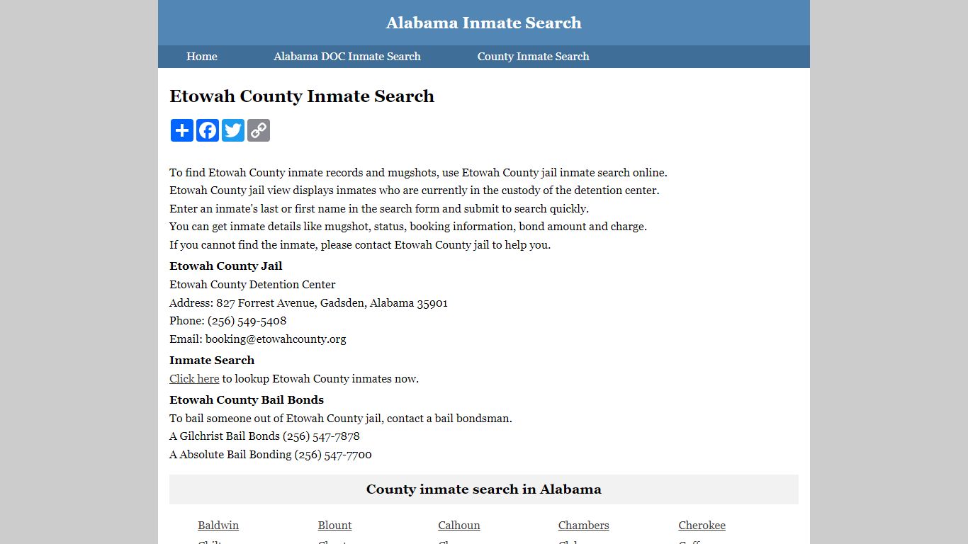 Etowah County Inmate Search