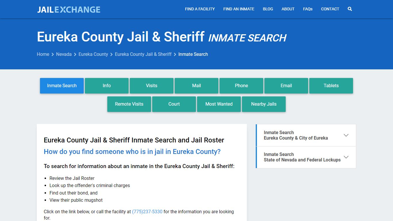 Eureka County Jail & Sheriff Inmate Search - Jail Exchange