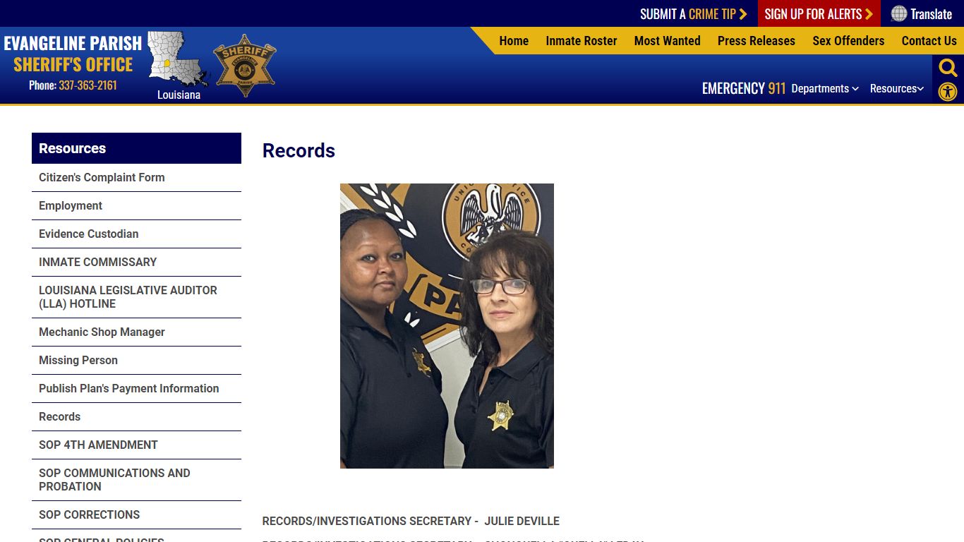 Records | Evangeline Parish Sheriff