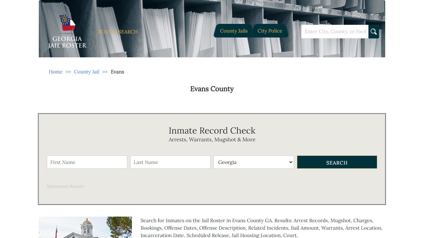 Evans County | Georgia Jail Inmate Search