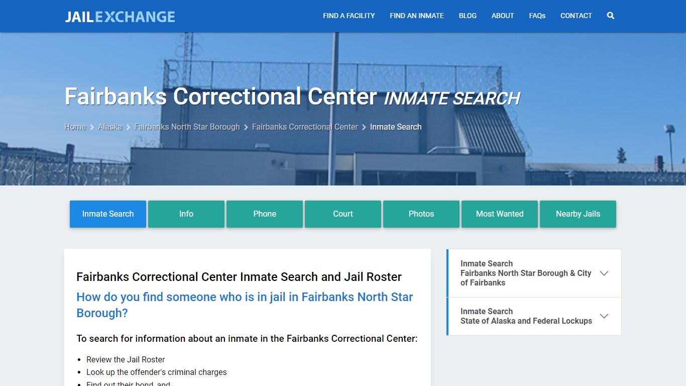 Fairbanks Correctional Center Inmate Search - Jail Exchange