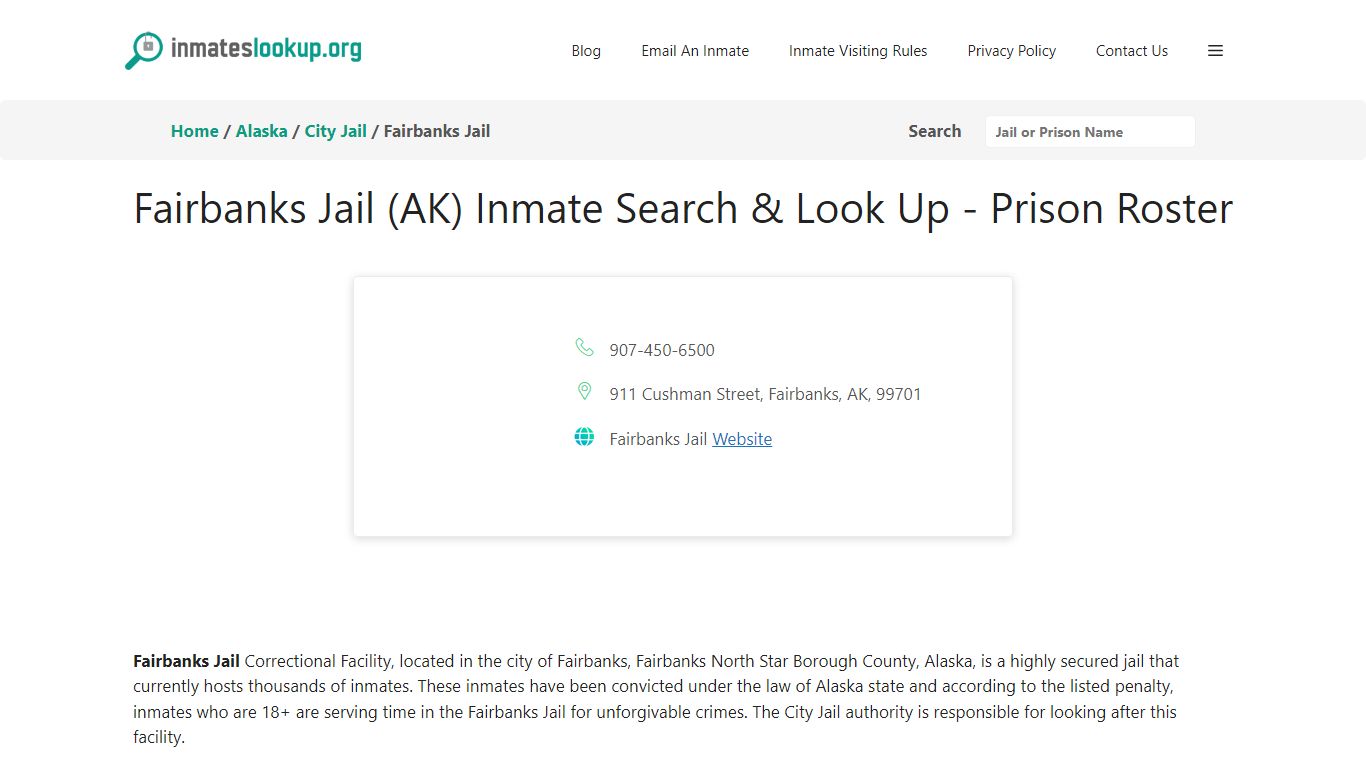 Fairbanks Jail (AK) Inmate Search & Look Up - Prison Roster