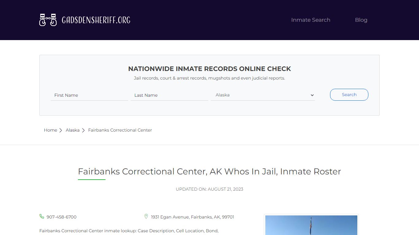 Fairbanks Correctional Center, AK Inmate Roster, Whos In Jail