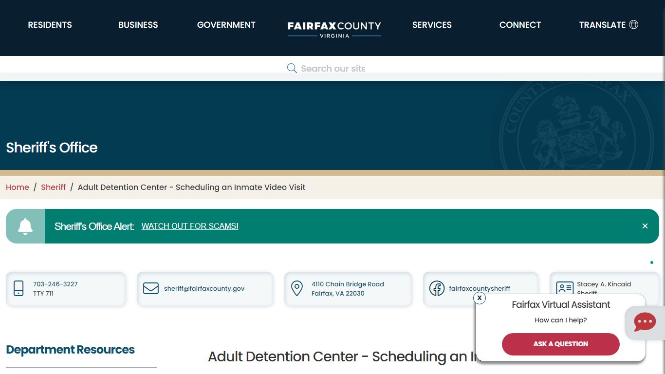 Adult Detention Center - Scheduling an Inmate Video Visit