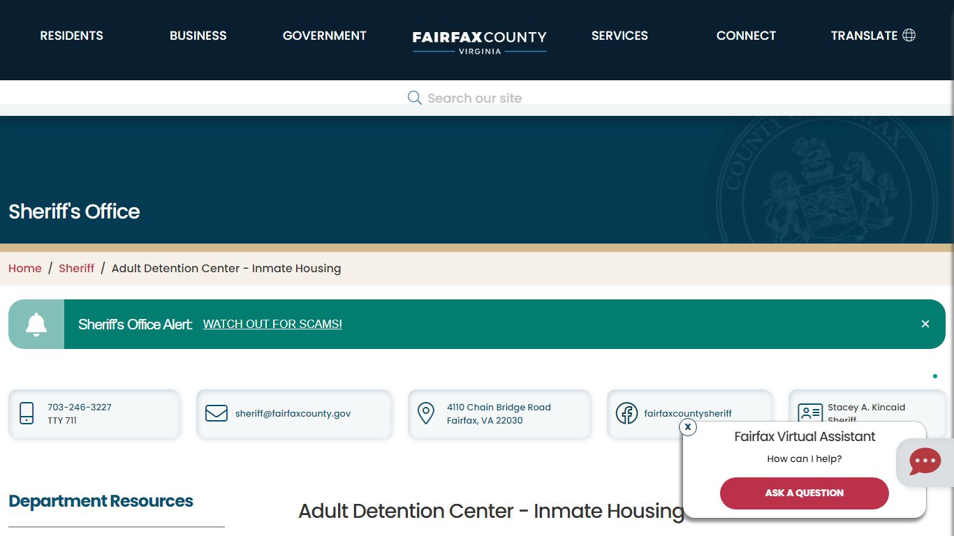 Adult Detention Center - Inmate Housing | Sheriff - Fairfax County