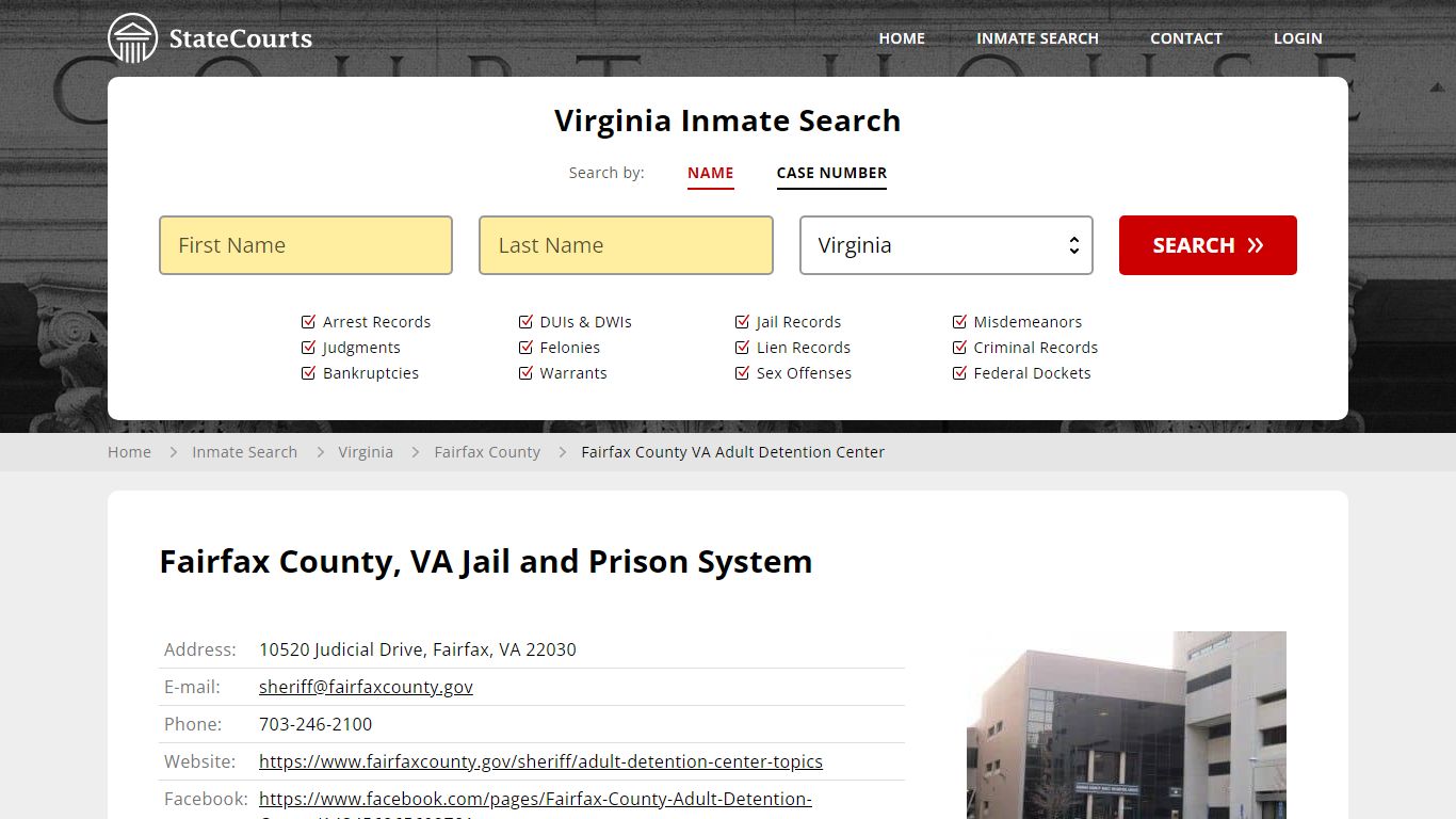 Fairfax County VA Adult Detention Center Inmate Records Search ...