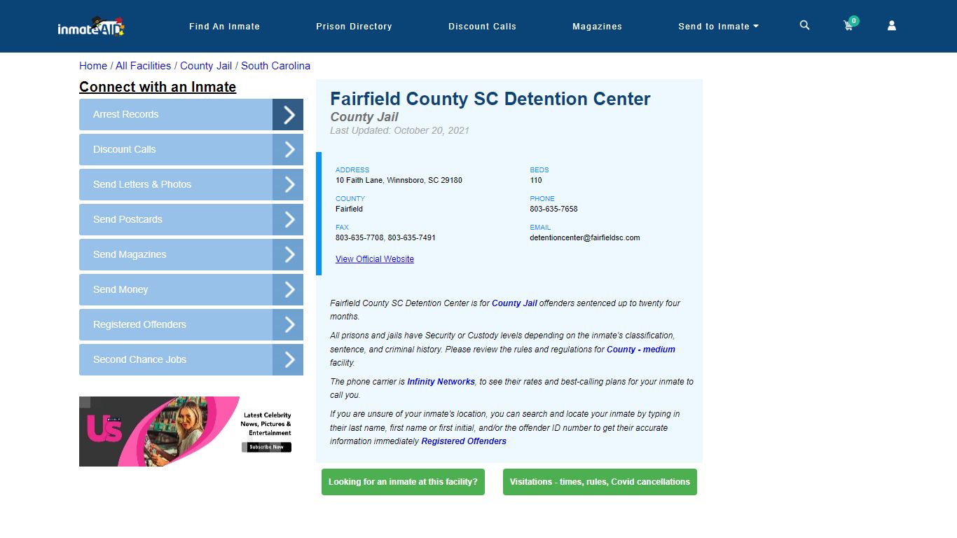 Fairfield County SC Detention Center - Inmate Locator - Winnsboro, SC