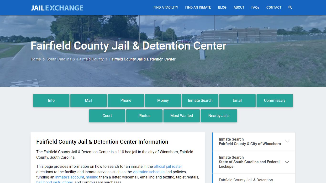 Fairfield County Jail & Detention Center, SC Inmate Search, Information