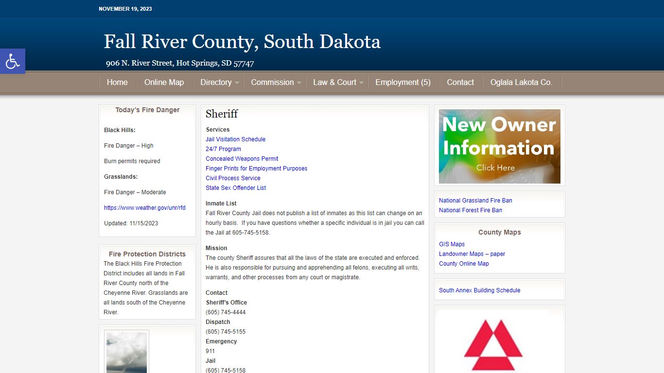 Sheriff - Fall River County, South Dakota