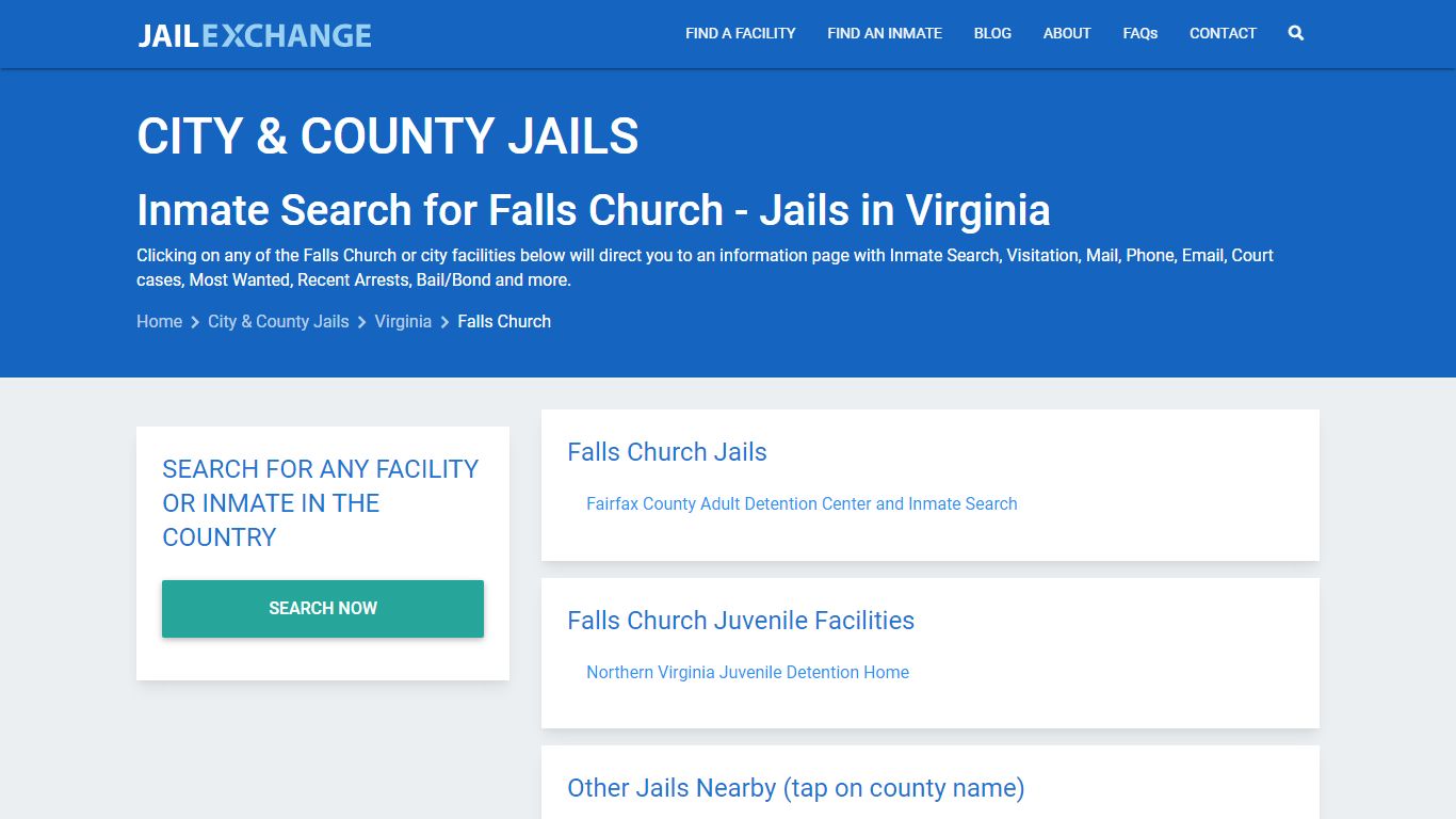 Inmate Search for Falls Church | Jails in Virginia - Jail Exchange