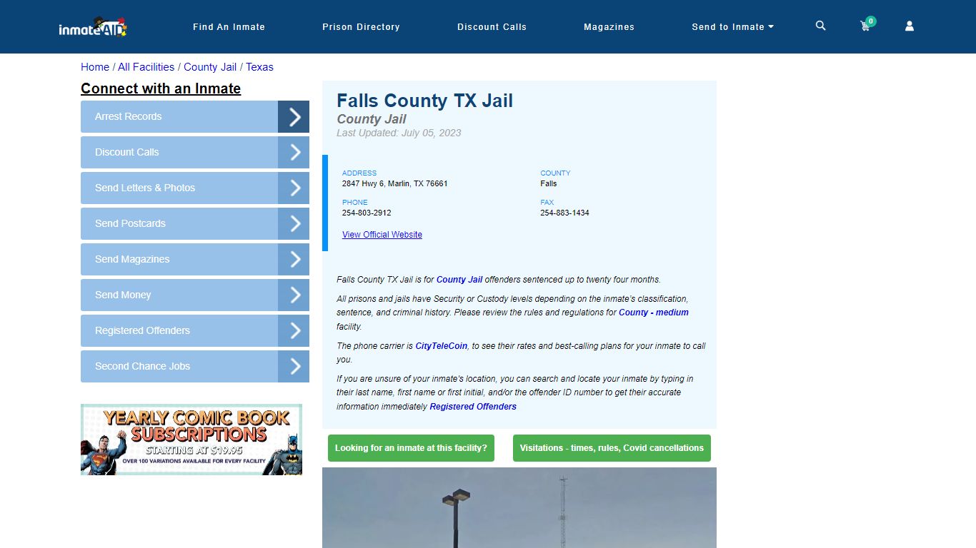Falls County TX Jail - Inmate Locator - Marlin, TX