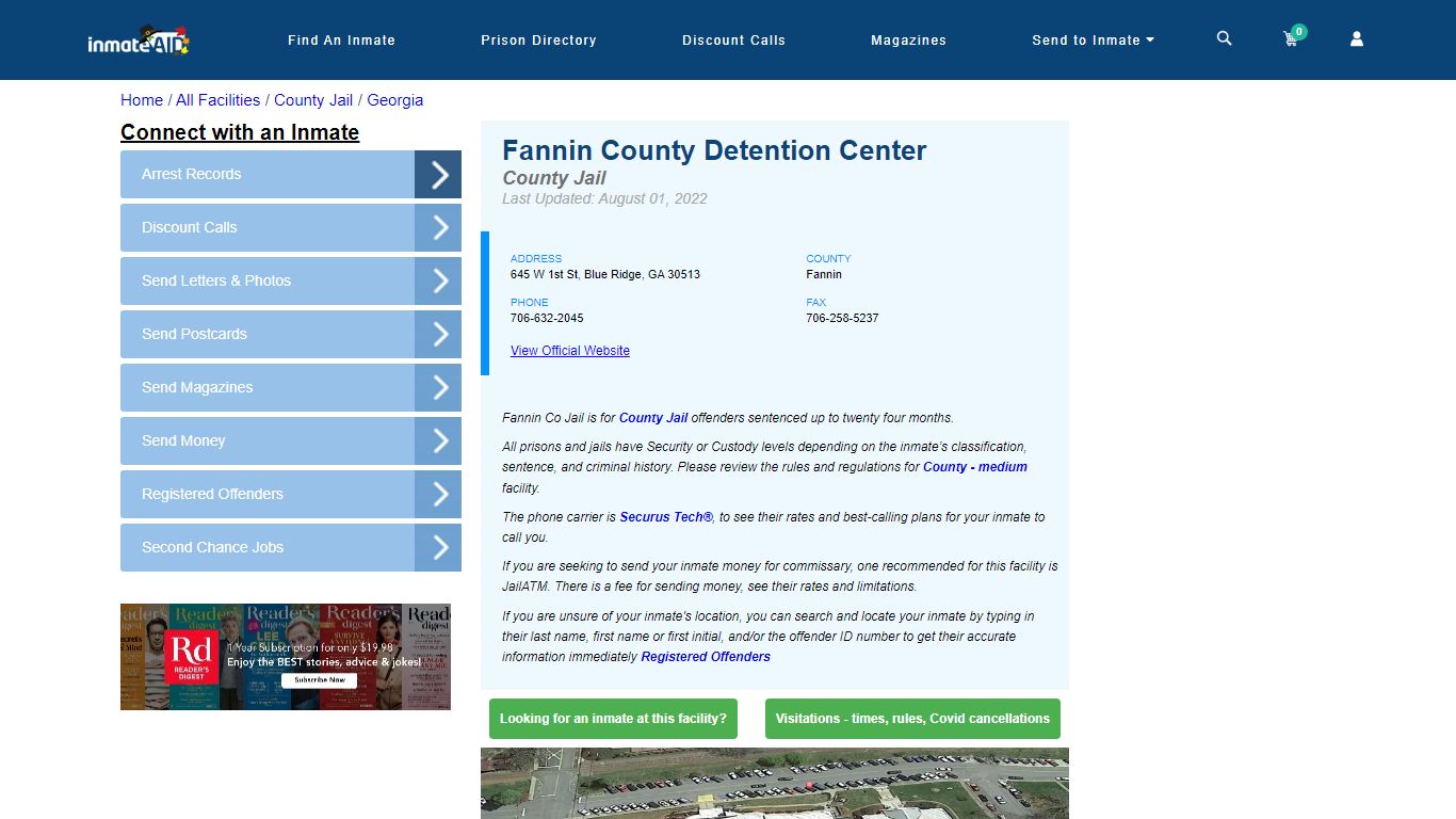 Fannin County Detention Center - Inmate Locator - Blue Ridge, GA