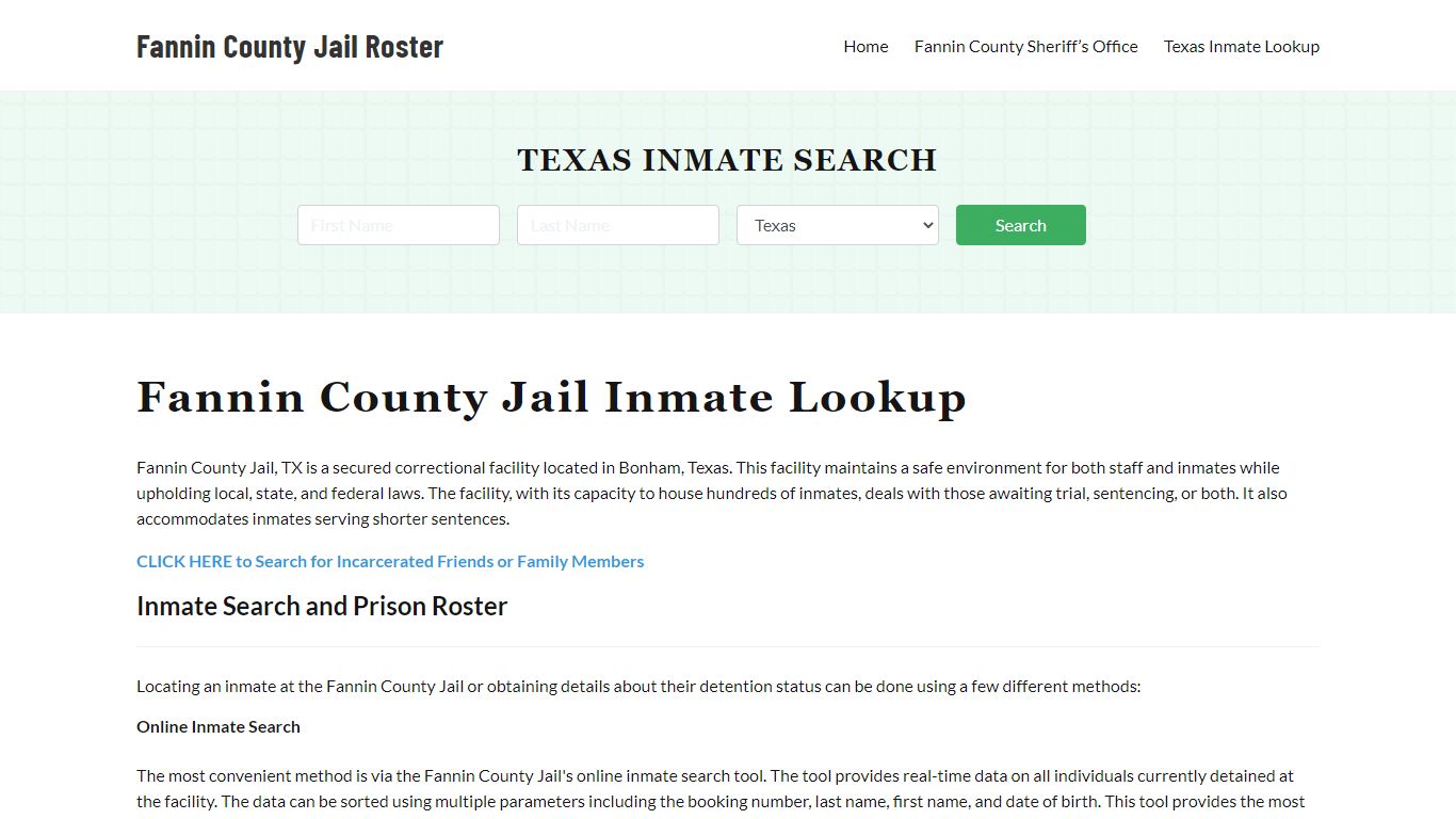 Fannin County Jail Roster Lookup, TX, Inmate Search
