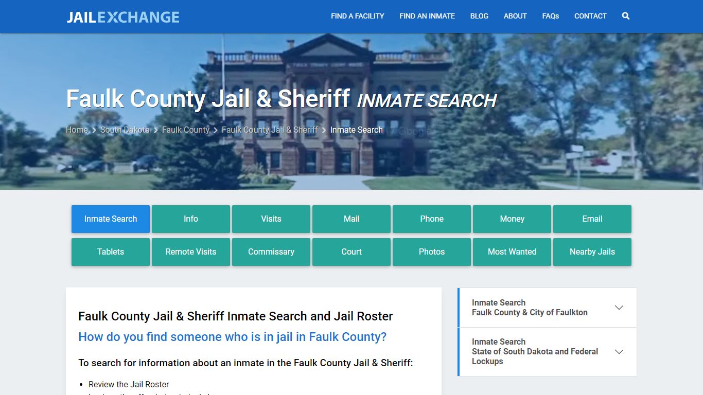Faulk County Jail & Sheriff Inmate Search - Jail Exchange