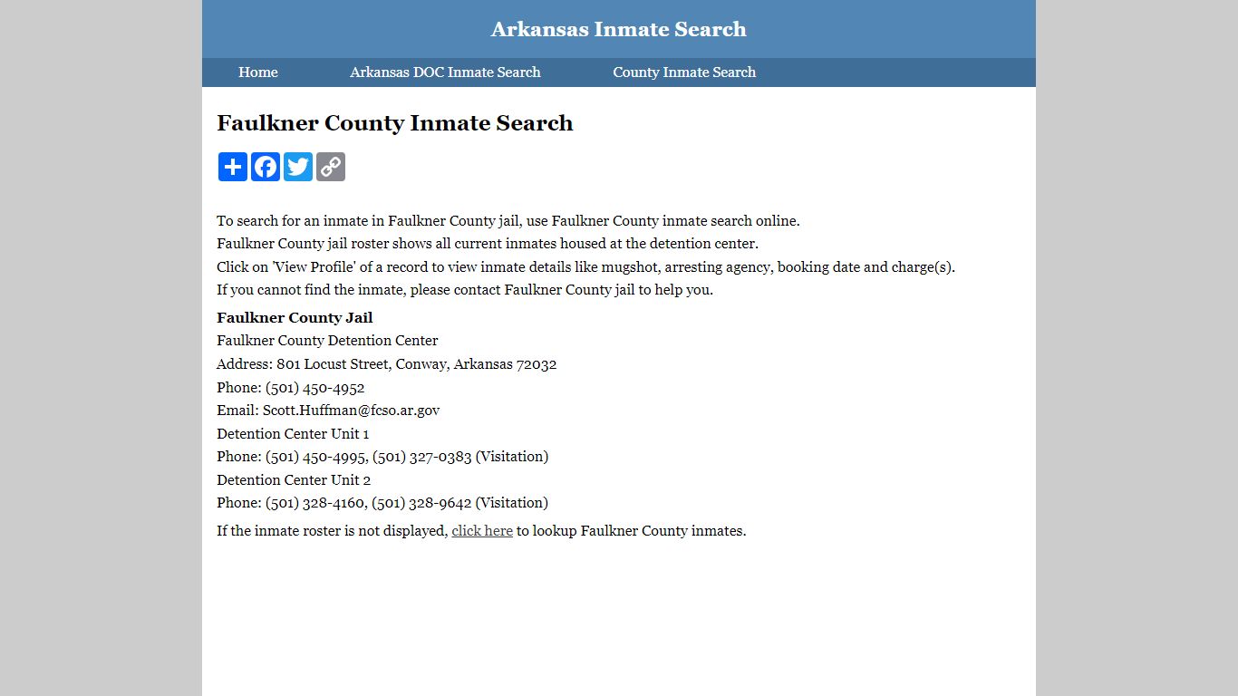 Faulkner County Inmate Search