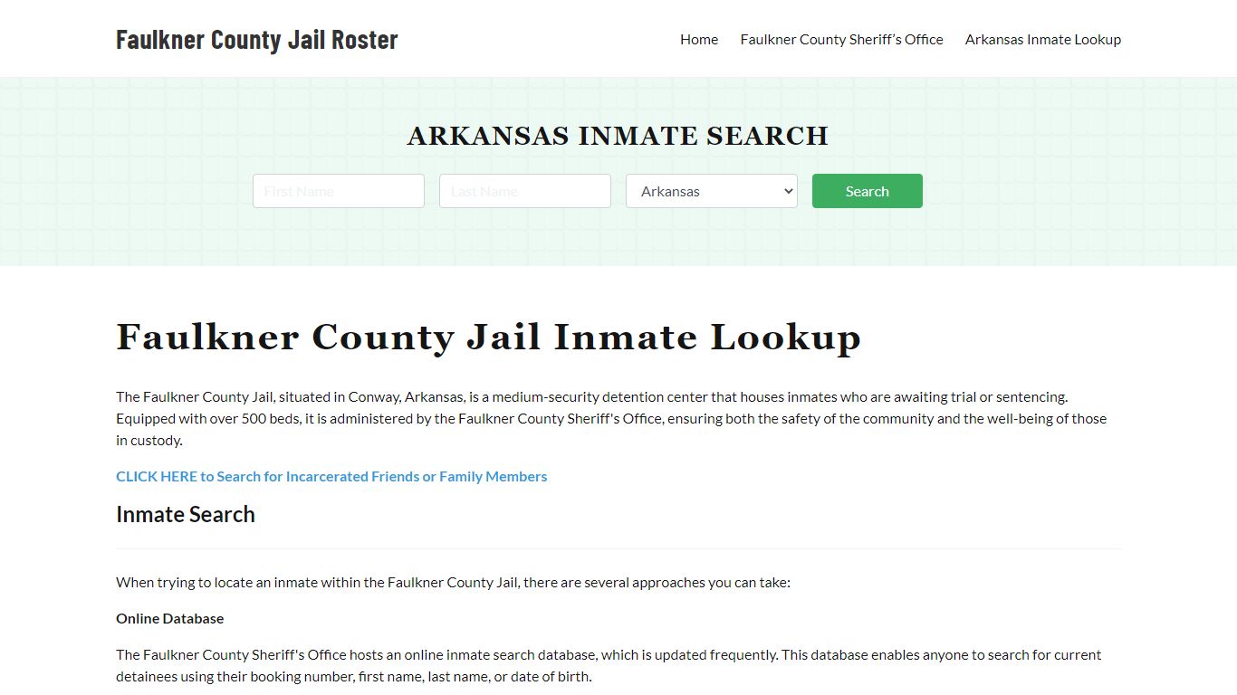 Faulkner County Jail Roster Lookup, AR, Inmate Search