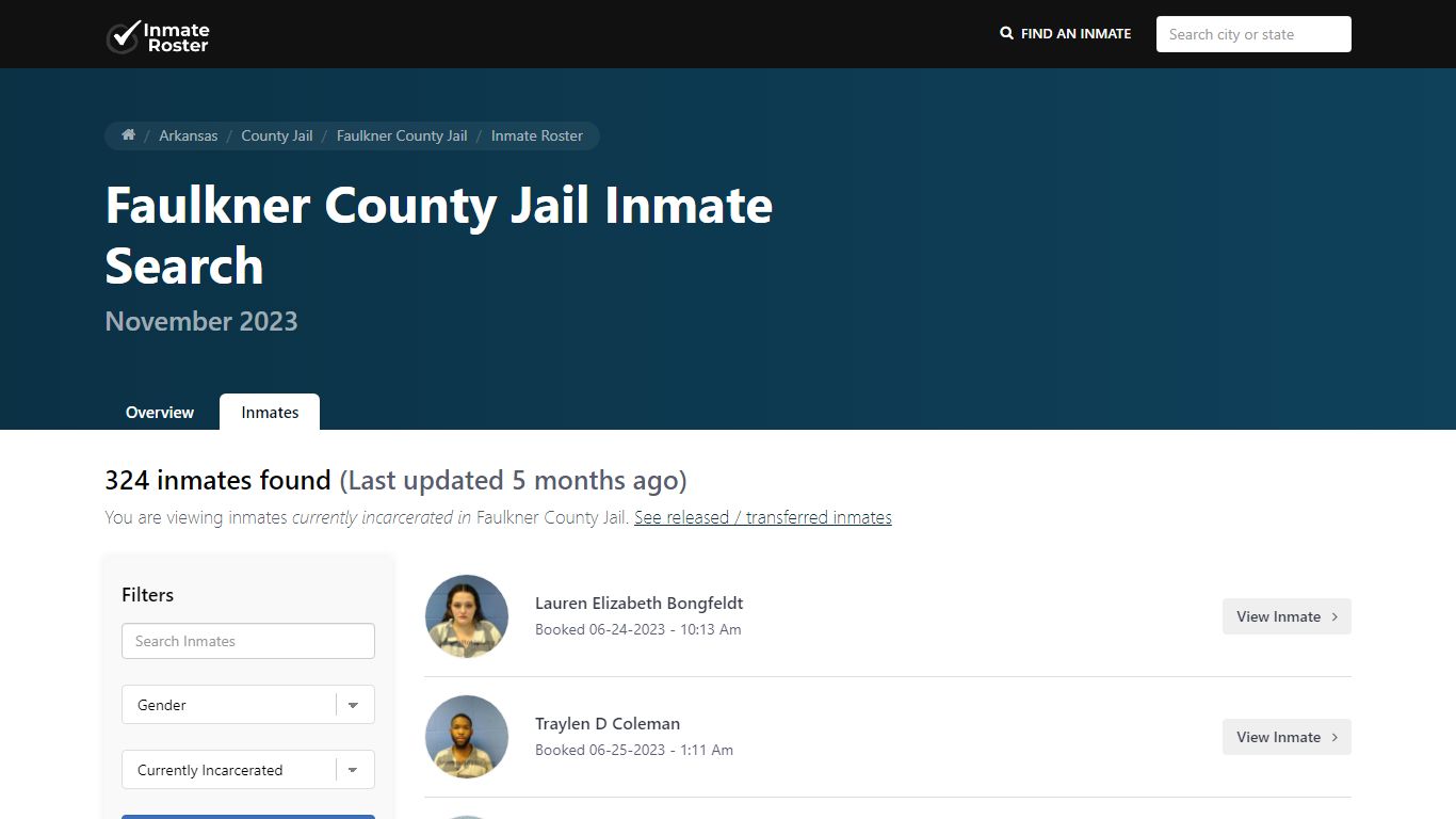 Faulkner County Jail Inmate Search - InmateRoster