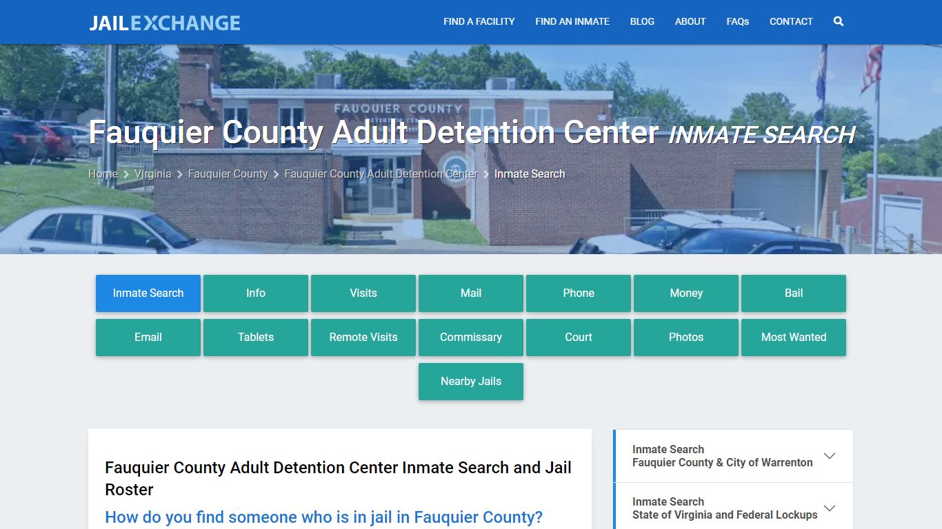 Fauquier County Adult Detention Center Inmate Search