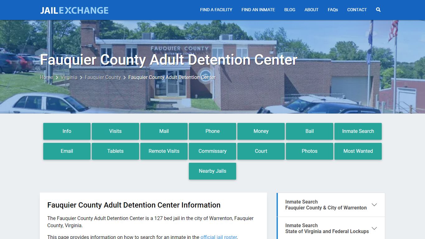 Fauquier County Adult Detention Center, VA Inmate Search, Information