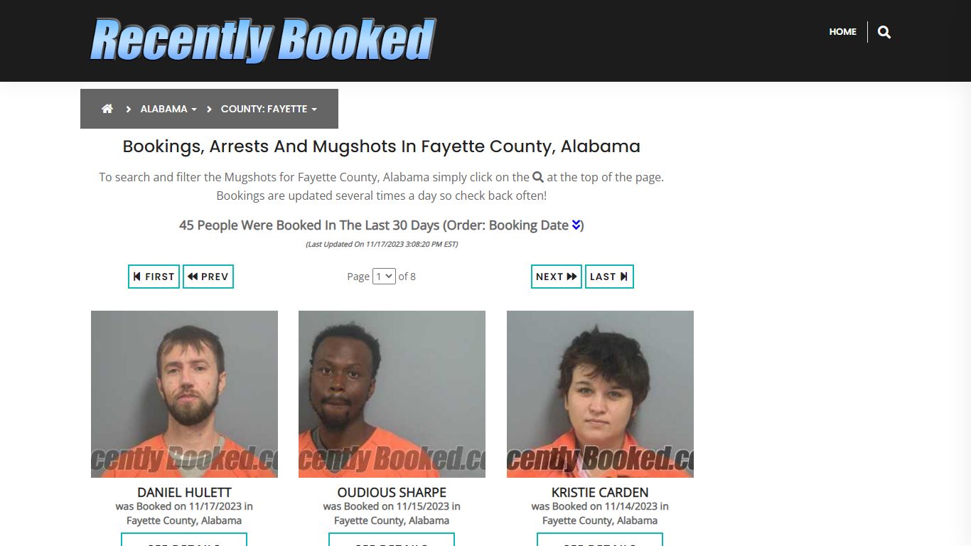 Recent bookings, Arrests, Mugshots in Fayette County, Alabama