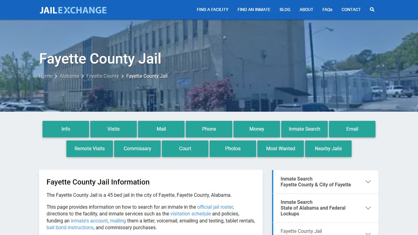Fayette County Jail, AL Inmate Search, Information