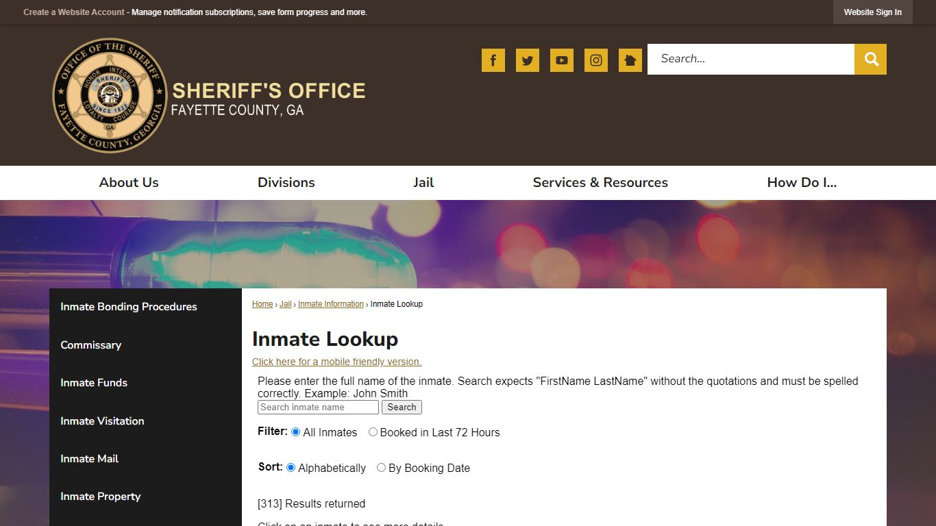 Inmate Lookup | Fayette County Sheriff, GA - Fayette Sheriff