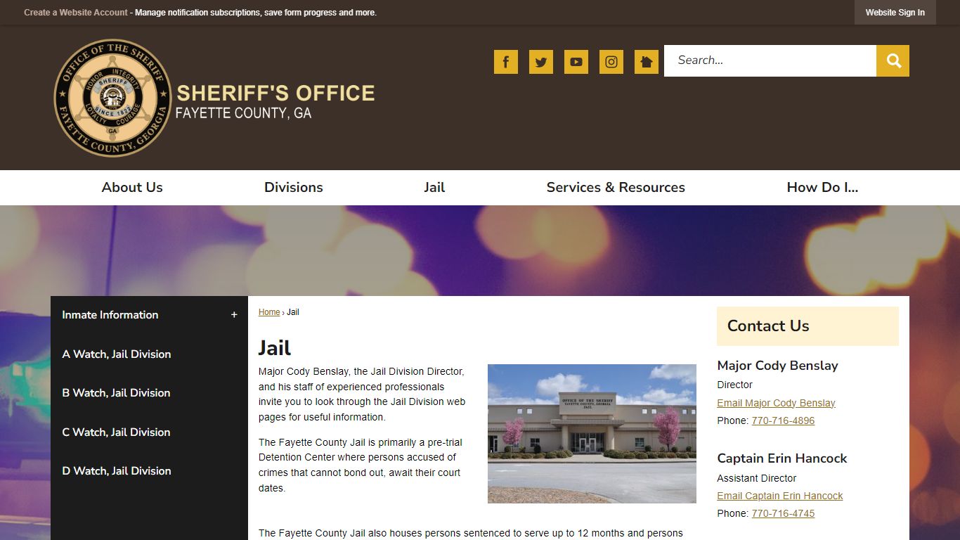 Jail | Fayette County Sheriff, GA