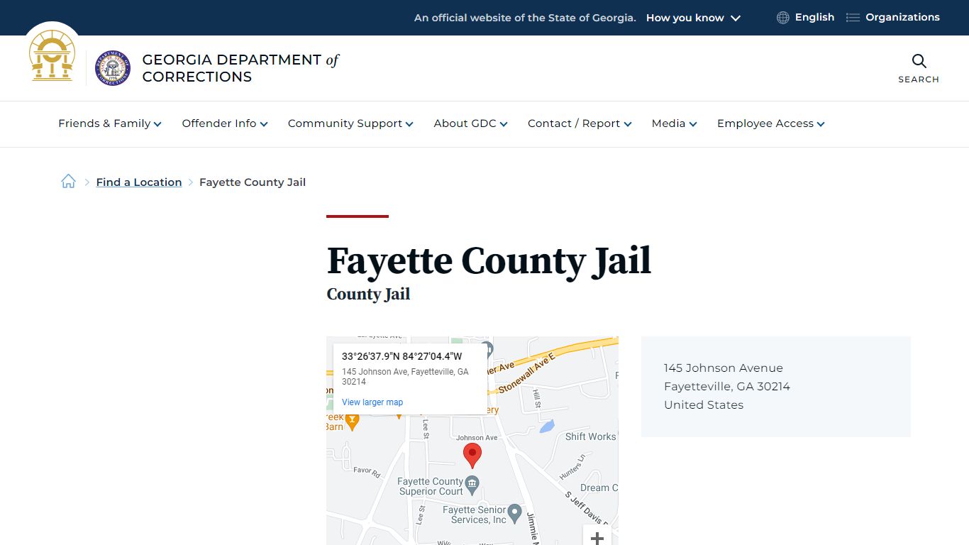 Fayette County Jail | Georgia Department of Corrections