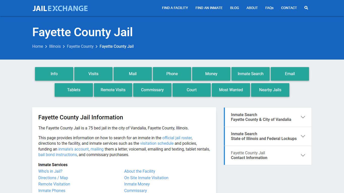 Fayette County Jail, IL Inmate Search, Information