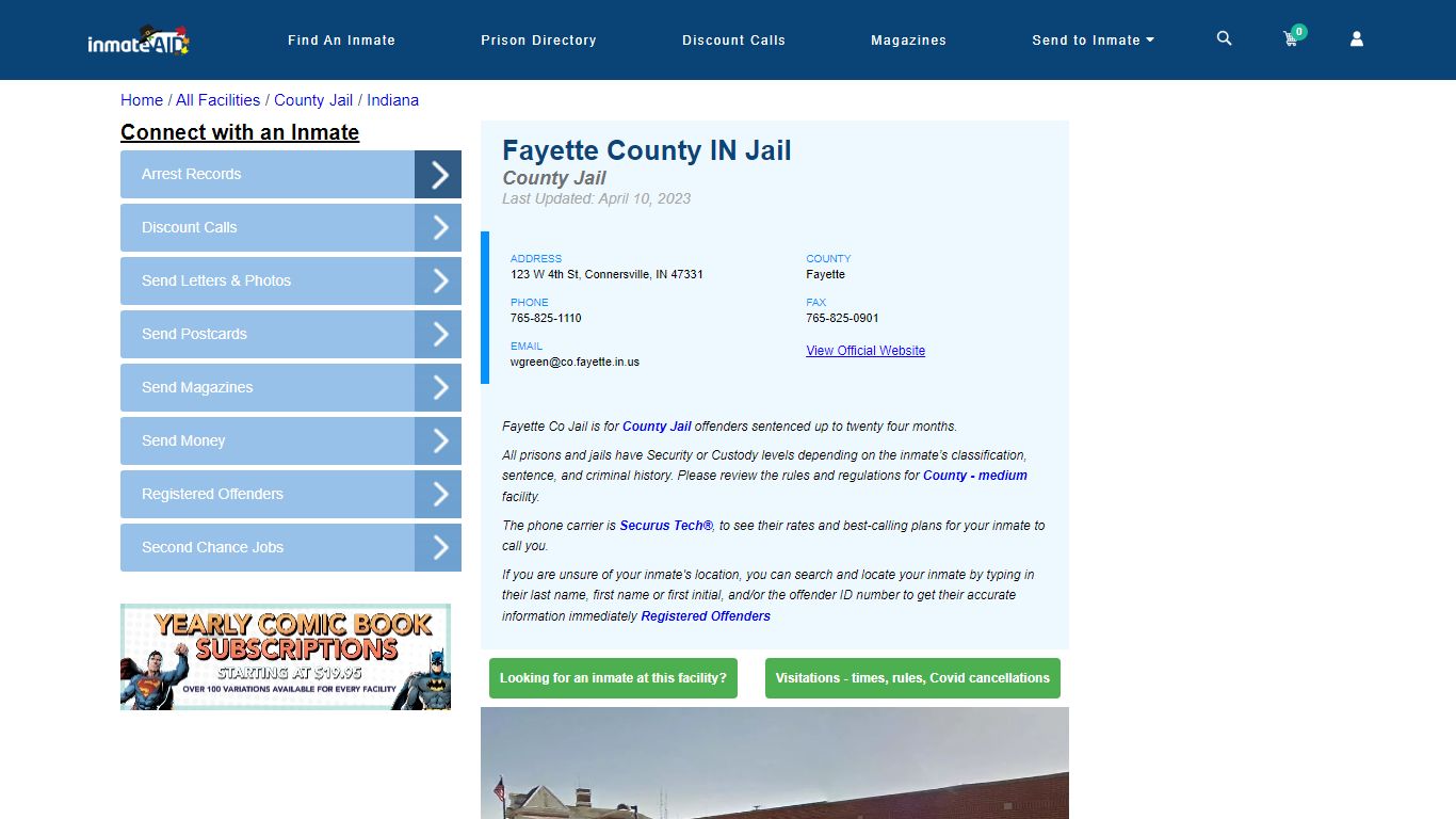 Fayette County IN Jail - Inmate Locator - Connersville, IN