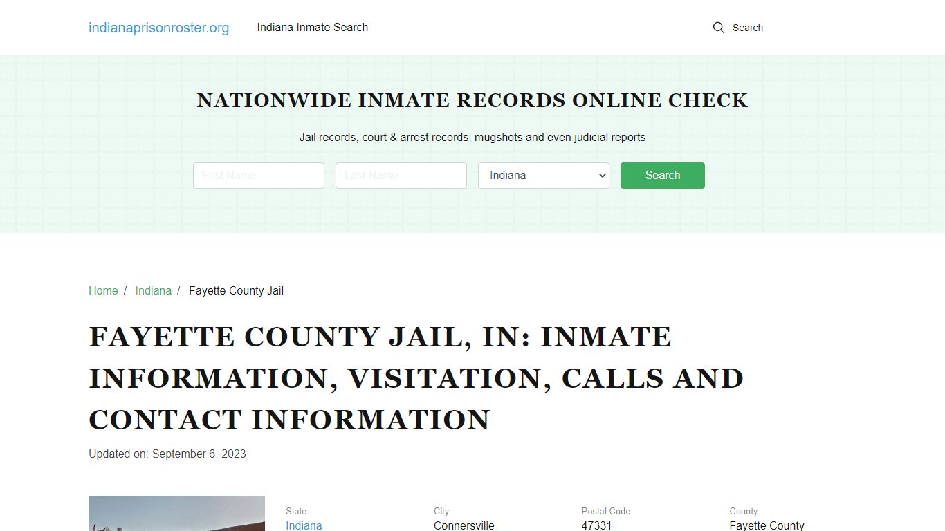 Fayette County Jail, IN Offender Lookup, Visitation, & Contact Details