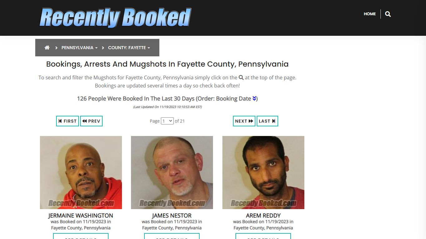 Bookings, Arrests and Mugshots in Fayette County, Pennsylvania