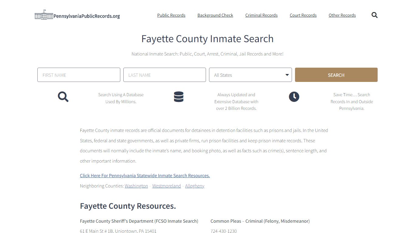 Fayette County Inmate Search - FCSO Current & Past Jail Records