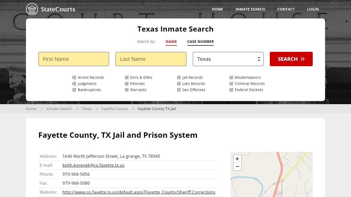 Fayette County TX Jail Inmate Records Search, Texas - StateCourts