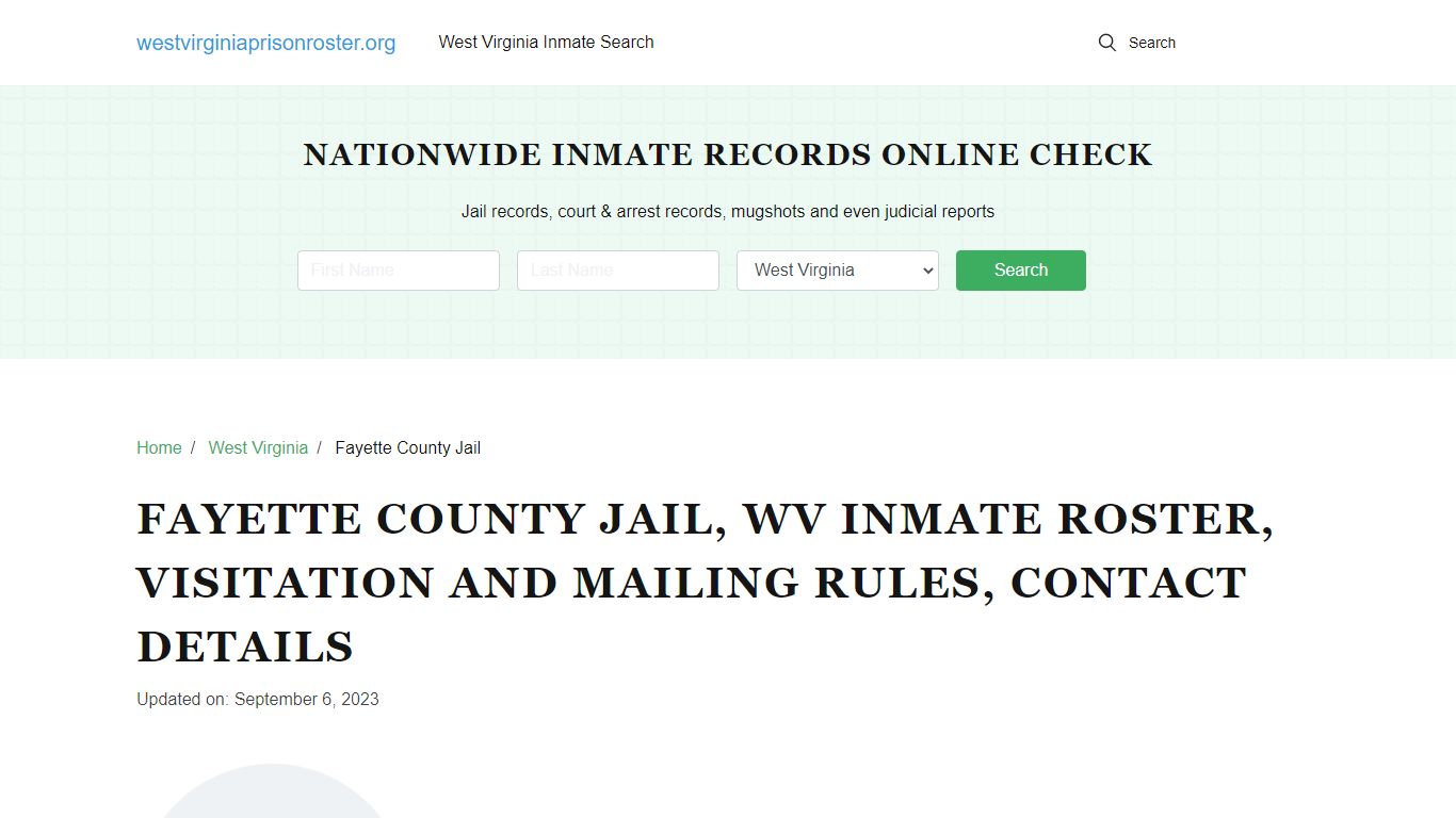 Fayette County Jail, WV Inmate Roster, Contact Details