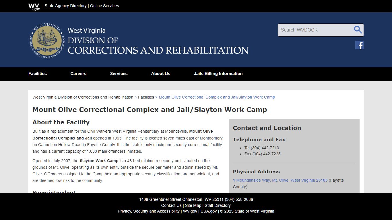 Mount Olive Correctional Complex and Jail/Slayton Work Camp - West Virginia