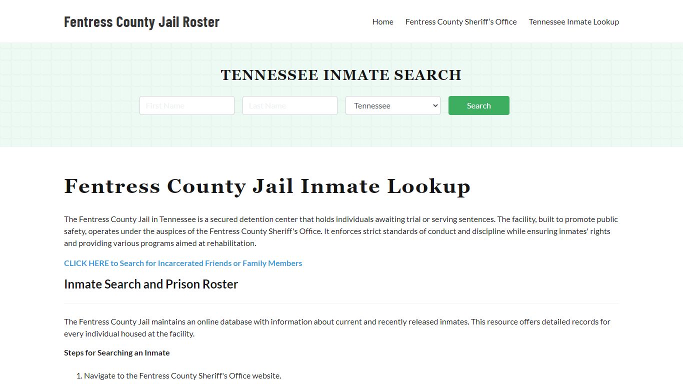 Fentress County Jail Roster Lookup, TN, Inmate Search