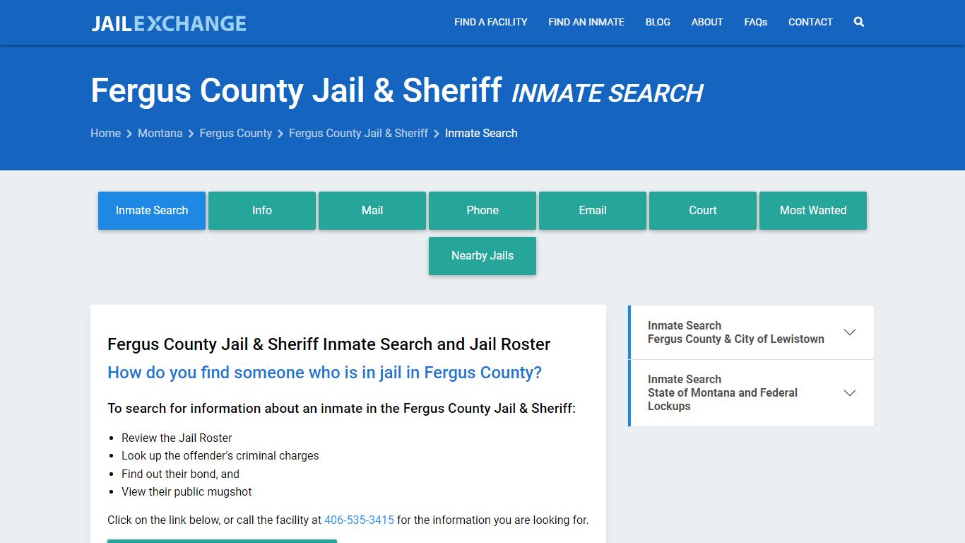Fergus County Jail & Sheriff Inmate Search - Jail Exchange